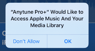Media Library Access Alert